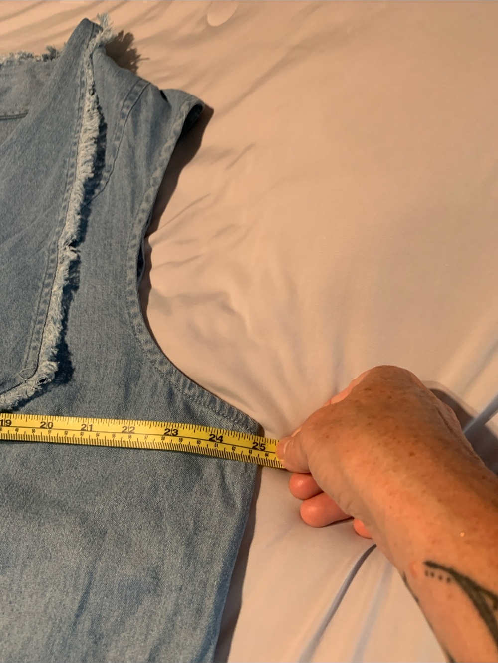 Frayed Light Blue Denim Draped Vest by - Picture 6 of 7